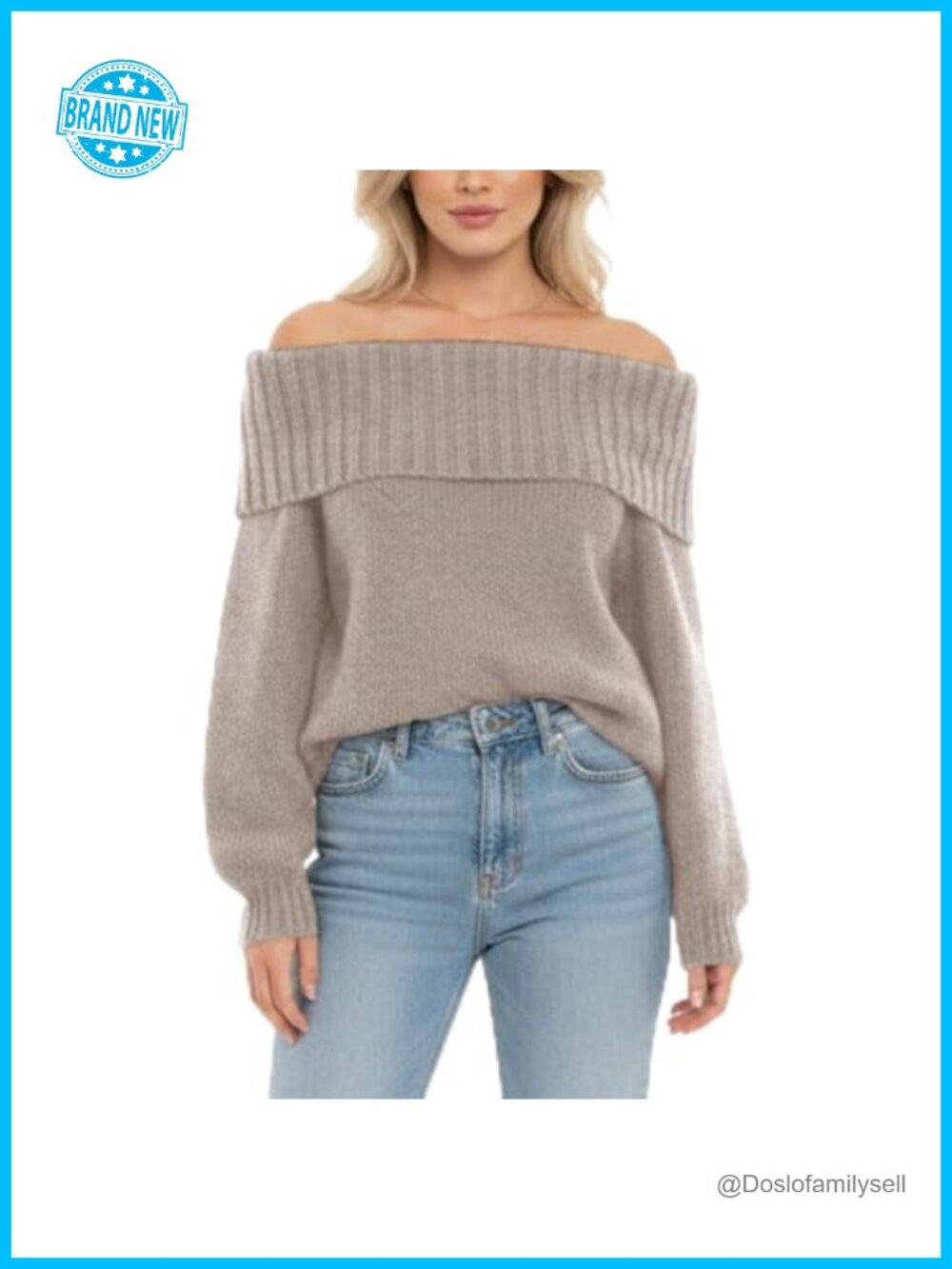 Women's Off Shoulder Chunky Knit Oversized Pullover Sweater